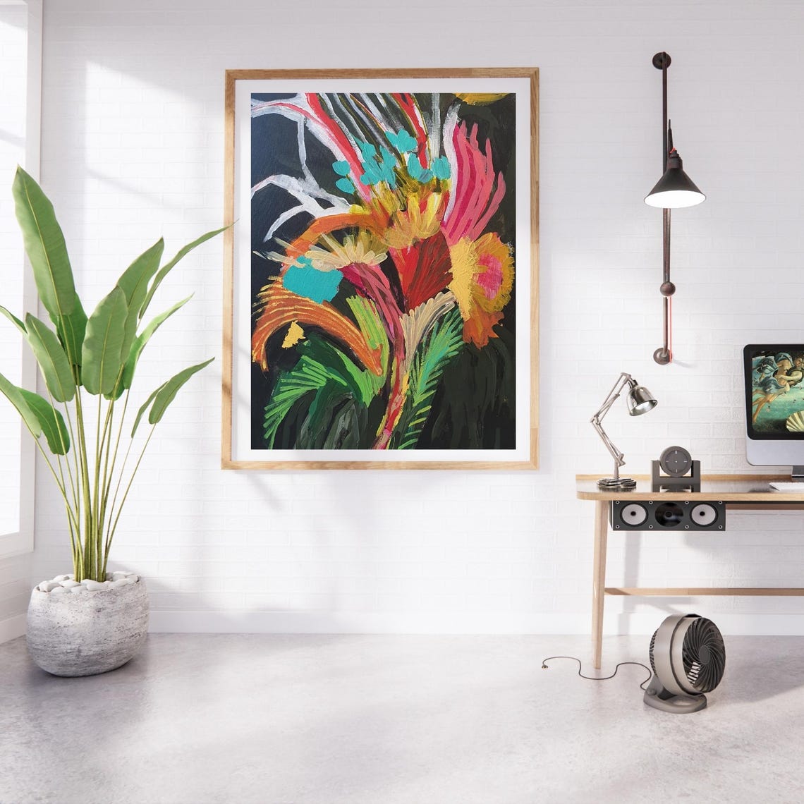 Dramatic Tropical Bloom On Black Expressive Floral Art Poster - Image 3