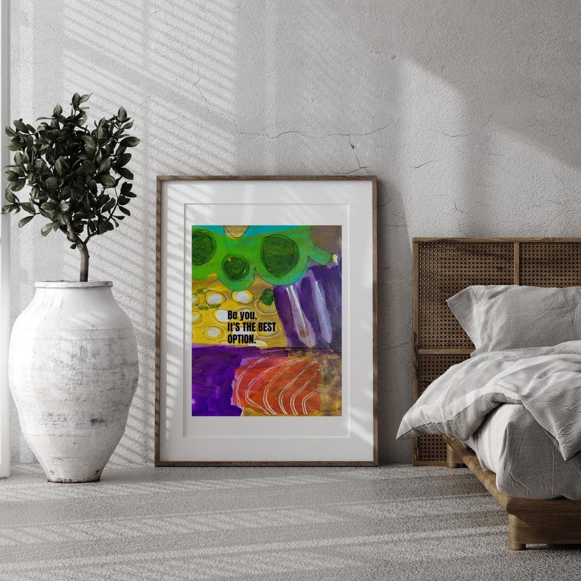 Be You Quote Over Colorful Abstract Blocks Motivational Art Poster - Image 3