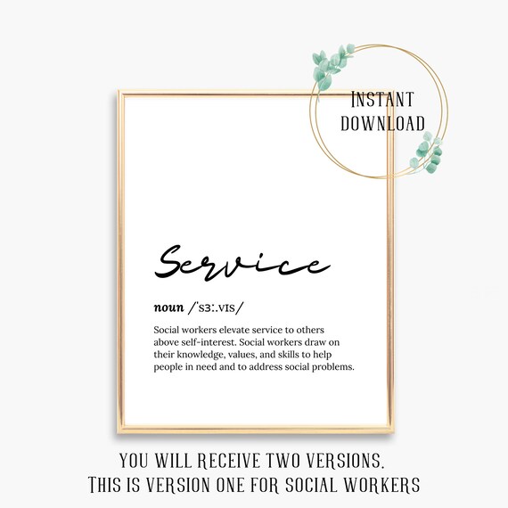 Service Social Workers Dictionary Definition Script Font Poster