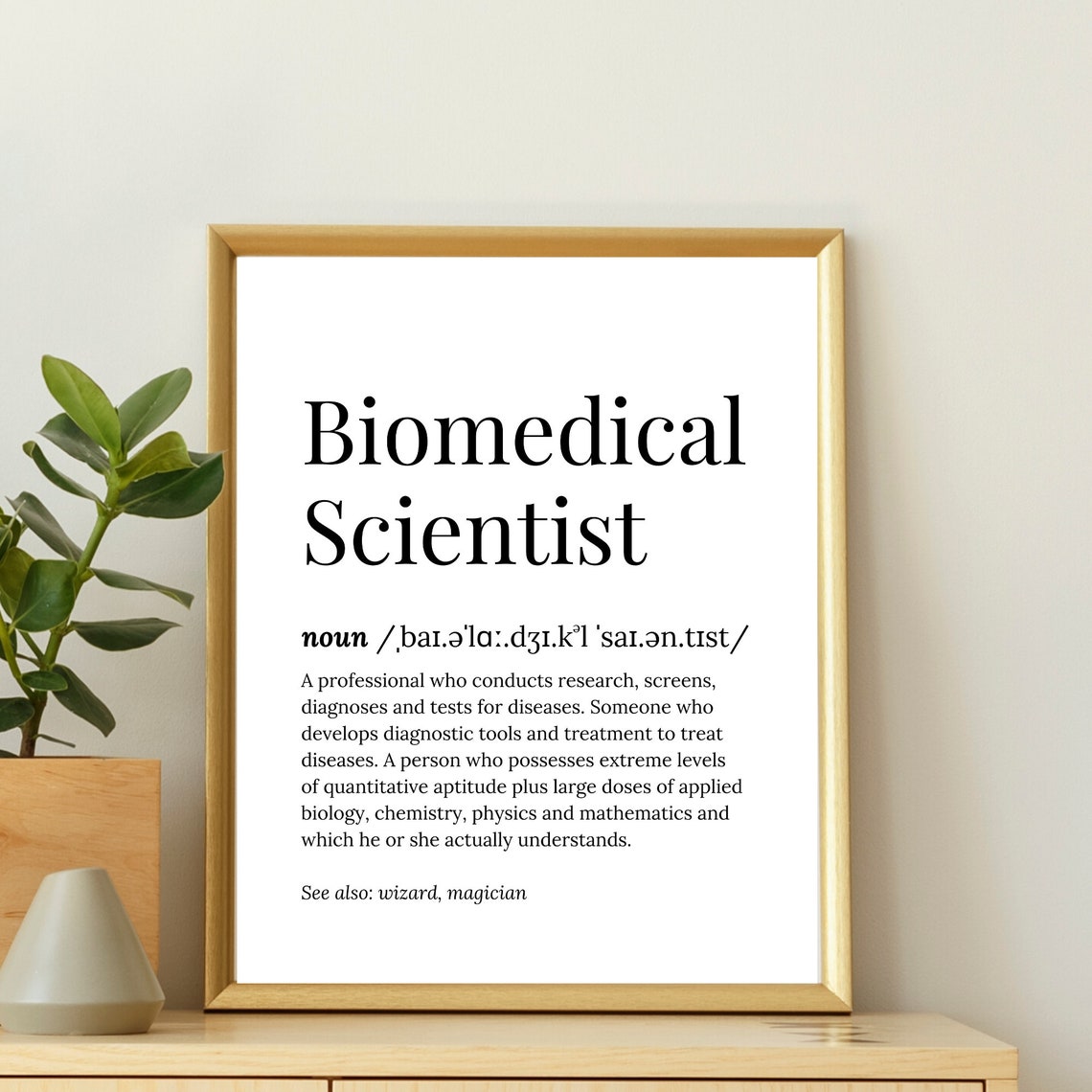 Biomedical Scientist Definition Serif Dictionary Funny Wizard Poster - Image 2