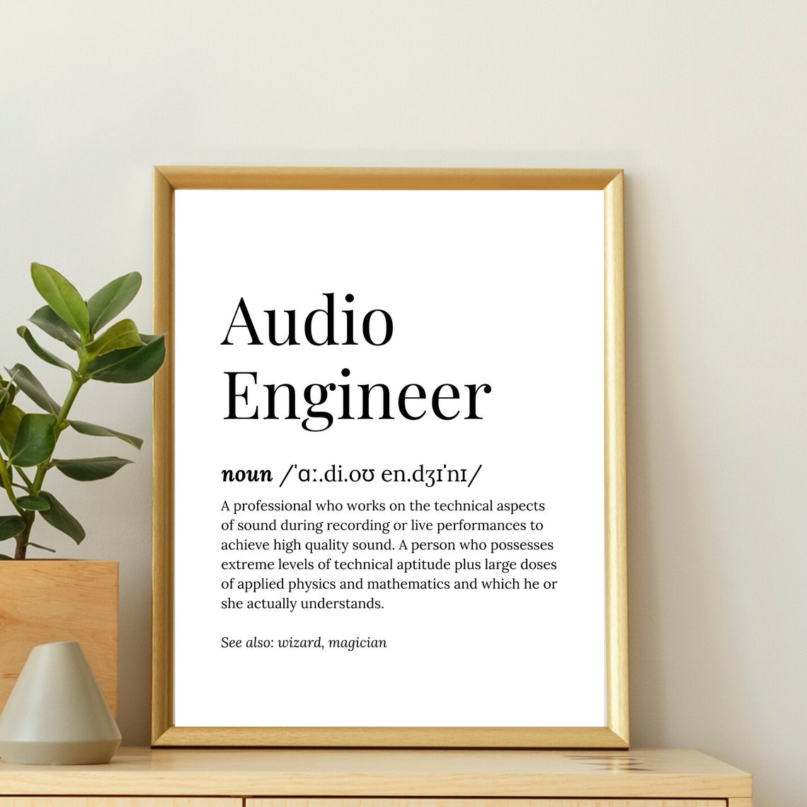 Audio Engineer Definition Serif Dictionary Funny Wizard Poster Gift - Image 2