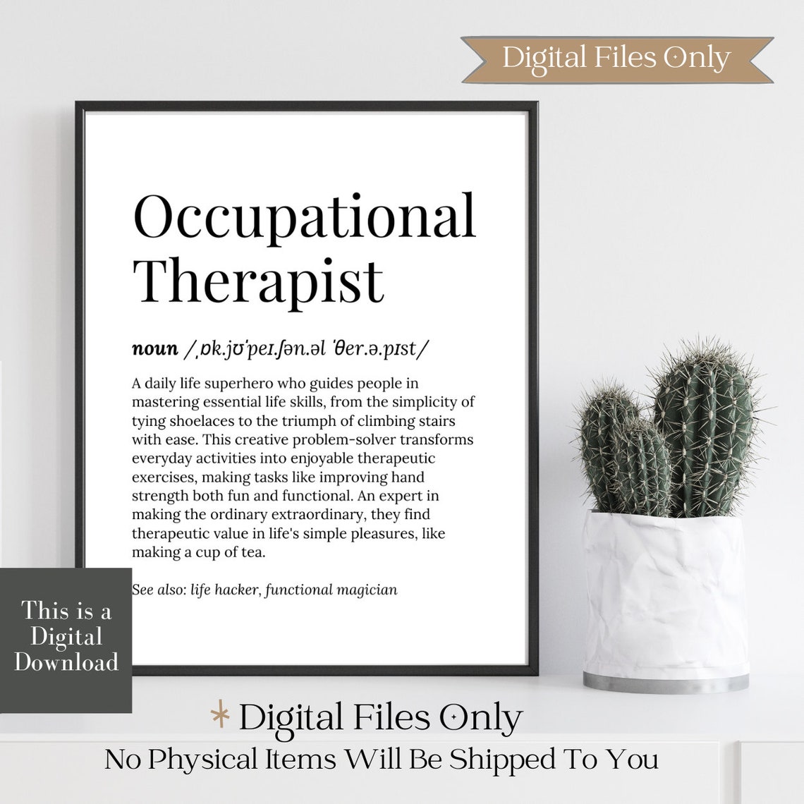 Occupational Therapist Life Hacker Dictionary Definition Gift Poster - Image 3