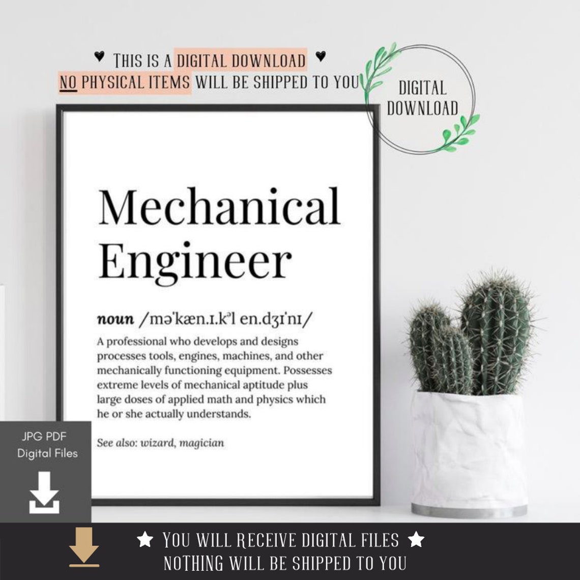 Mechanical Engineer Definition Serif Dictionary Funny Wizard Poster