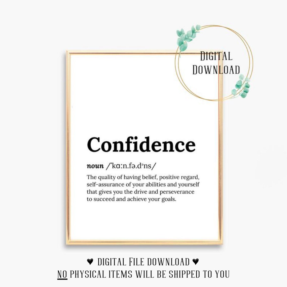 Confidence Definition Dictionary Serif Typography Wall Poster Decor