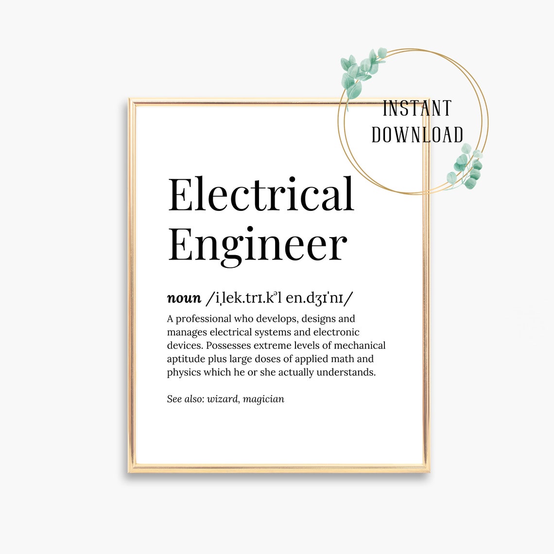 Electrical Engineer Definition Serif Dictionary Funny Wizard Poster - Image 3