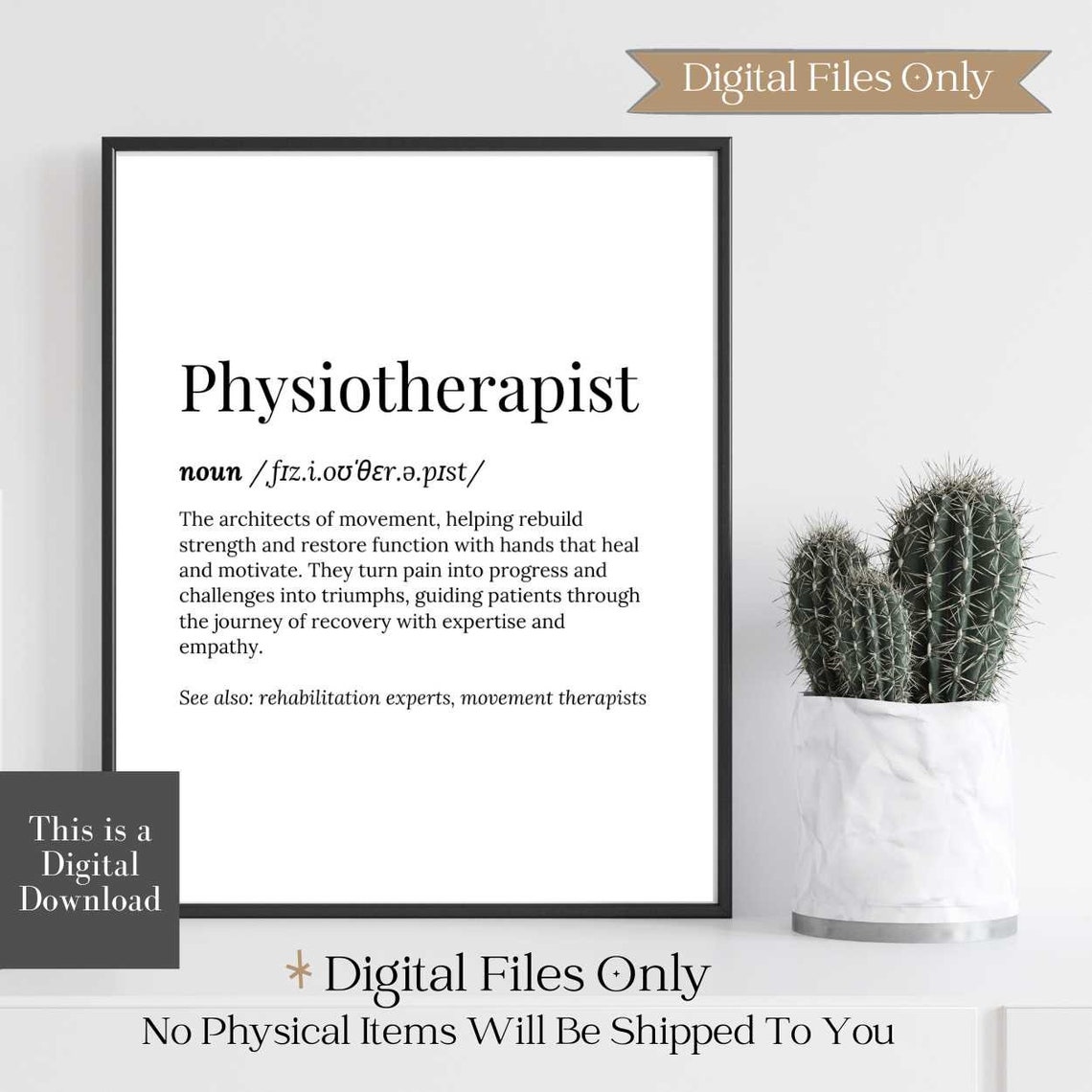 Physiotherapist Definition Dictionary Typography Style Poster - Image 2