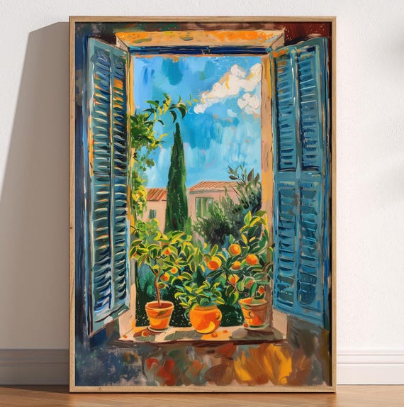 Open Window Henri Matisse Print Style Fauvism Painting Modern Exhibition Mediterranean Plants Italian Garden Citrus Trees