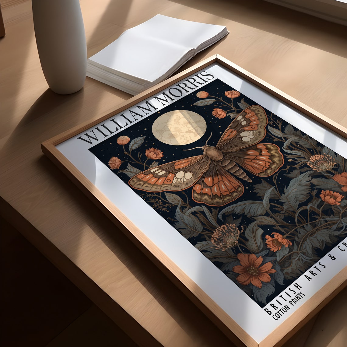 William Morris Night Moth Moon Floral Garden Exhibition Poster - Image 4