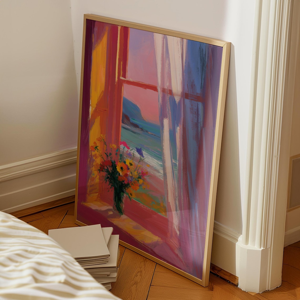 Open Window Matisse Floral Coastal Poster - Image 3