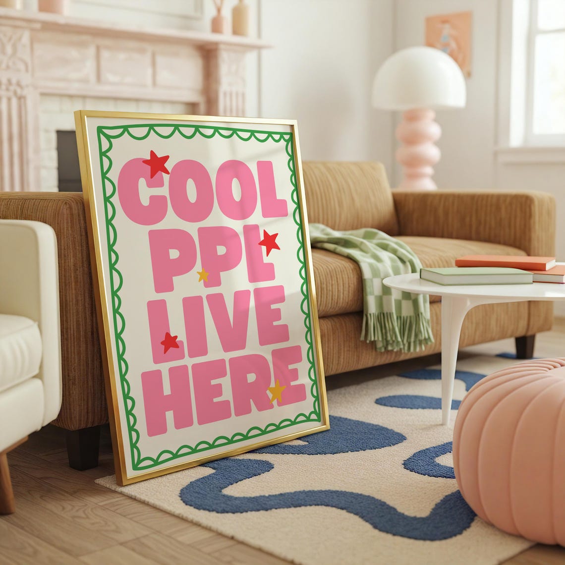Cool Ppl Live Here Pink Block Letter Trendy Dorm Room Quote Poster - Image 3