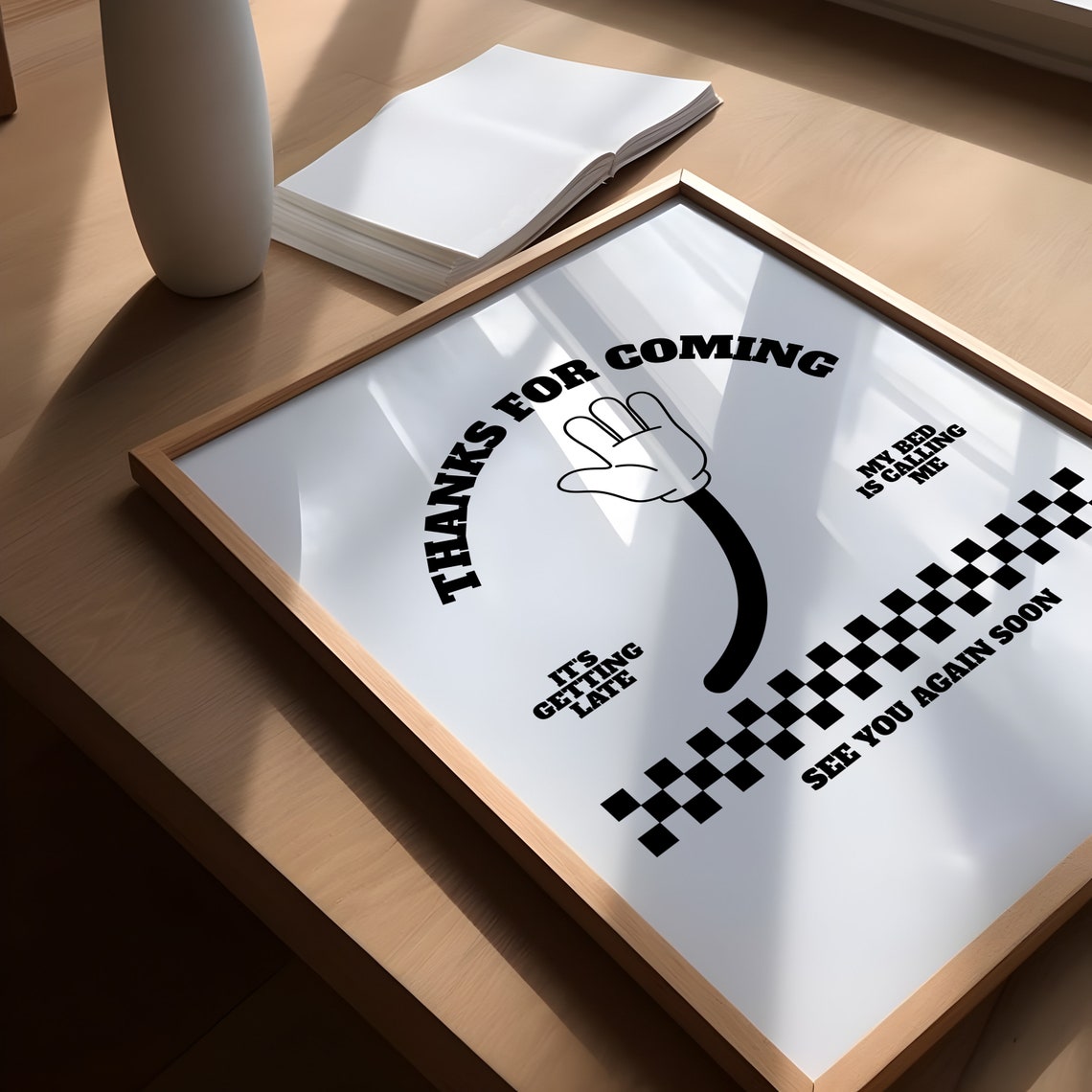 Thanks For Coming Funny Bedtime Quote Retro Character Poster - Image 3