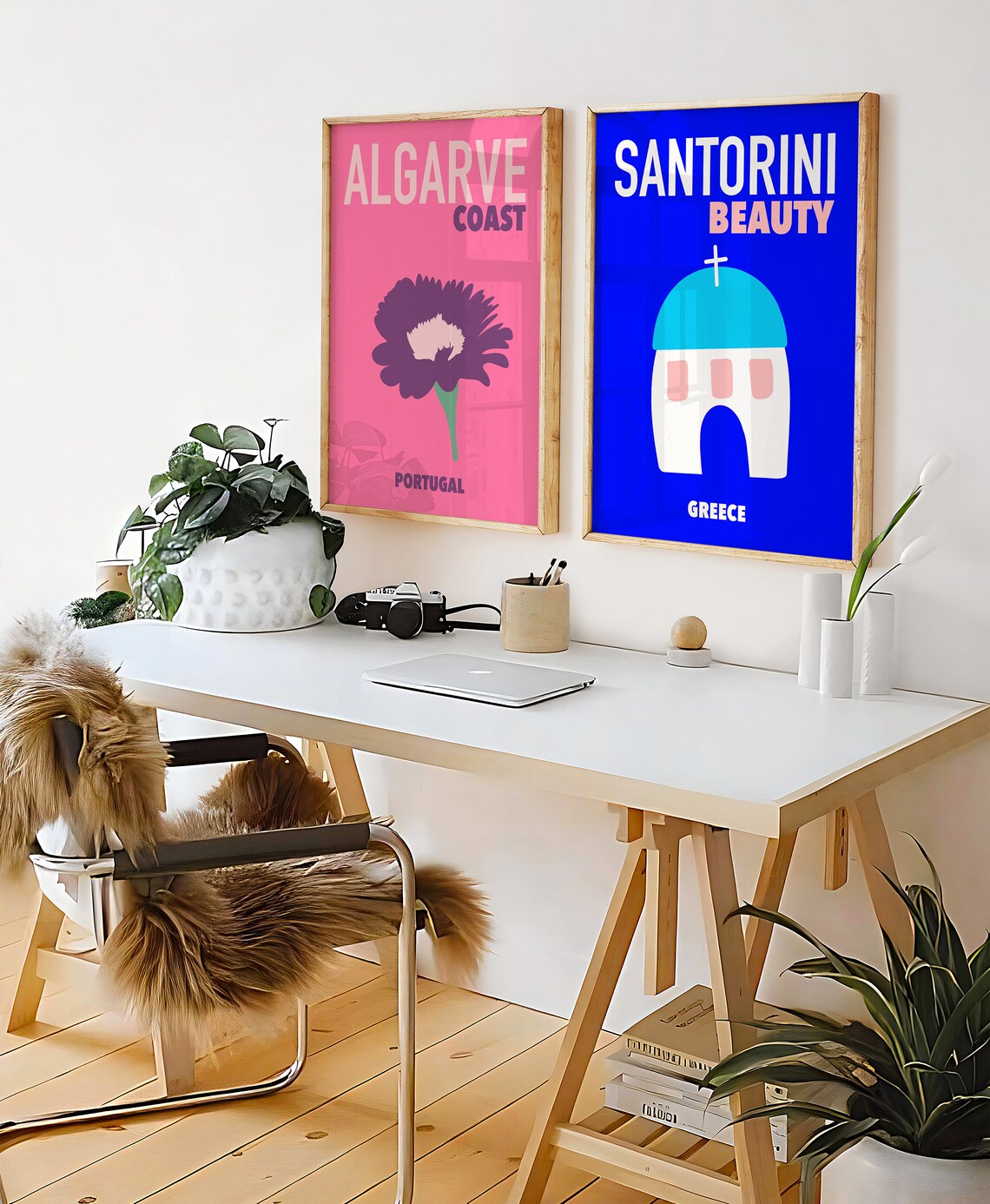 Santorini Retro Travel Poster, Greece Travel Art - Image 2