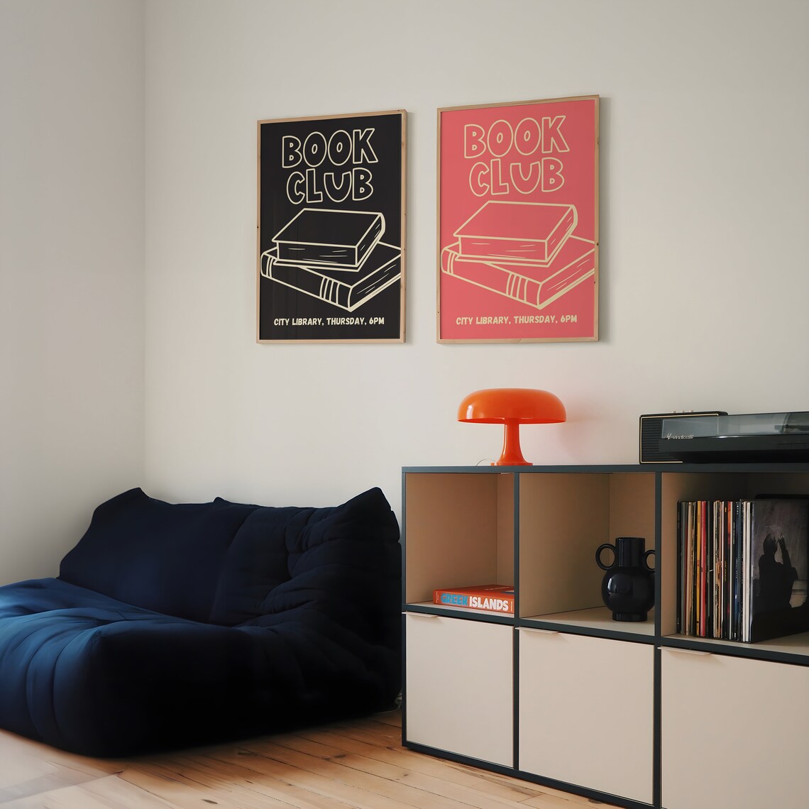 Book Club Retro Poster, 70s Office Reading Art - Image 2