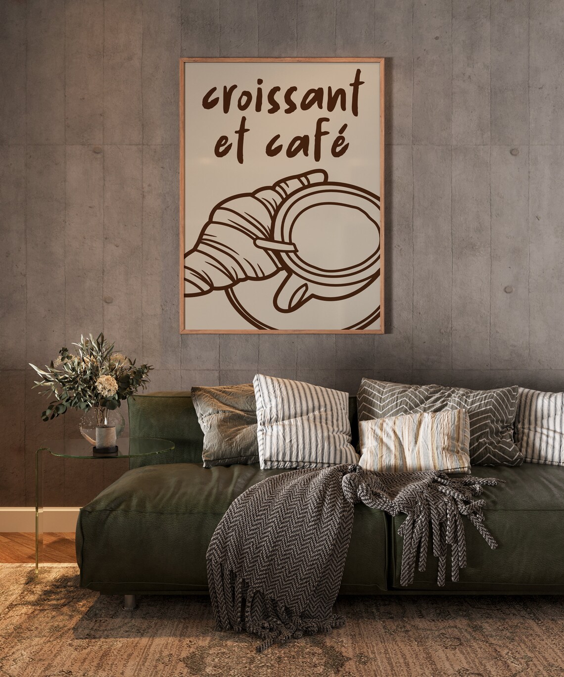 Caf Et Croissant French Kitchen Art Print, Minimalist - Image 2