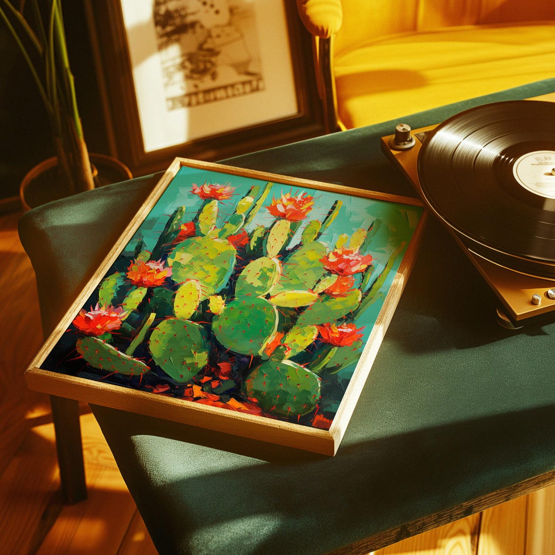 Blooming Cactus Southwestern Desert Prickly Pear Painting Poster - Image 4