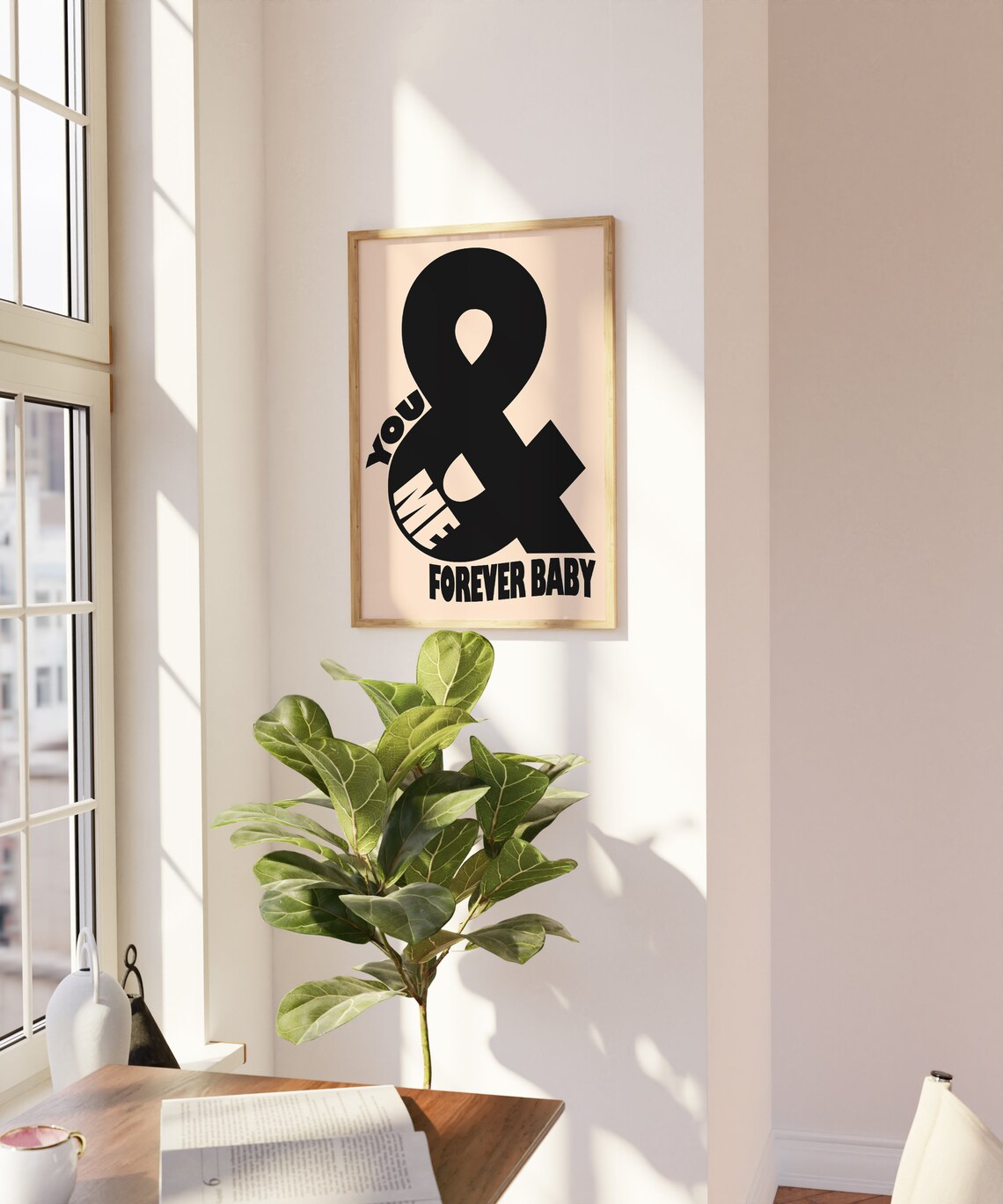 You Me Forever Baby Ampersand Symbol Beige Black Love Art Poster - Image 2