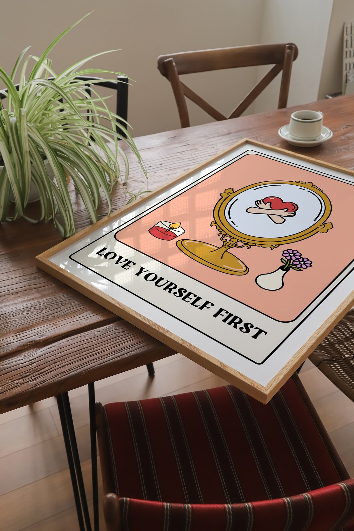 Love Yourself First Tarot Style Mirror Heart Affirmation Poster - Image 4