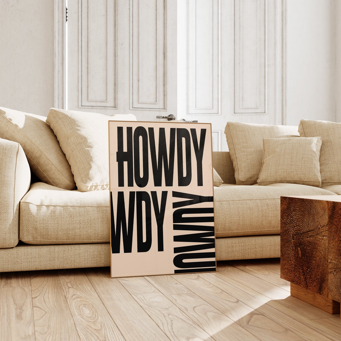 Howdy Beige And Black Bold Typography Western Retro Art Poster - Image 2