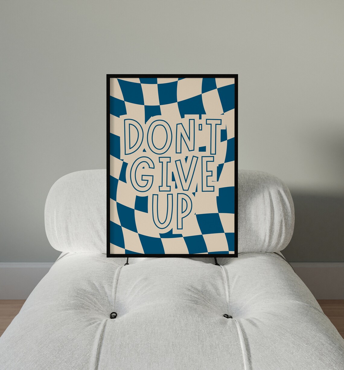 Don Give Up Checkerboard Quote Retro Poster - Image 3