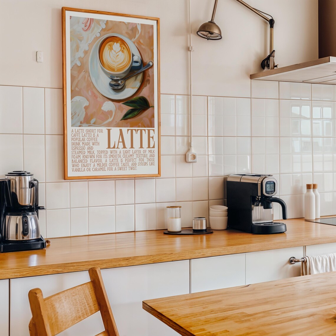 Latte Coffee Retro Vintage Kitchen Art Print - Image 2