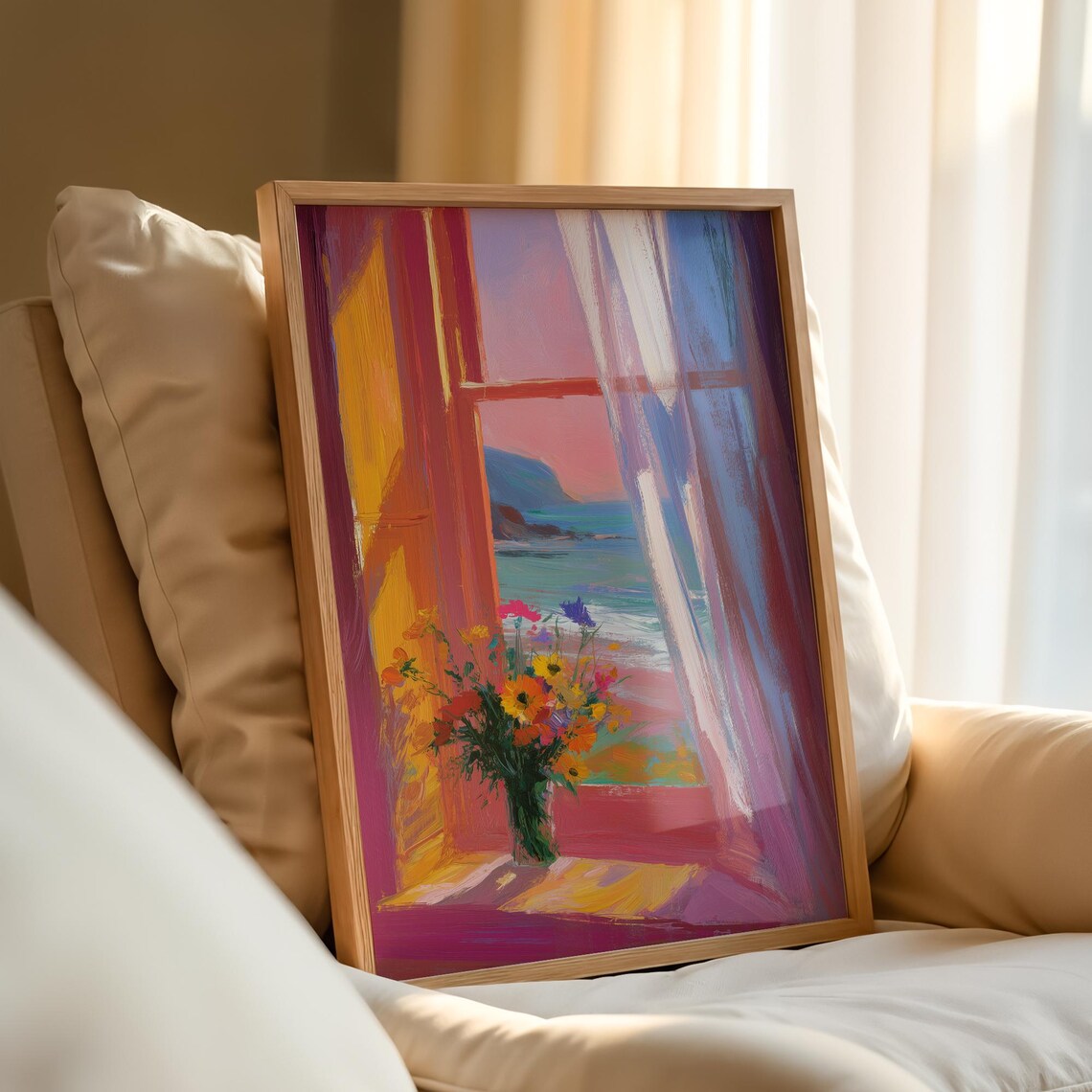 Open Window Matisse Floral Coastal Poster - Image 2