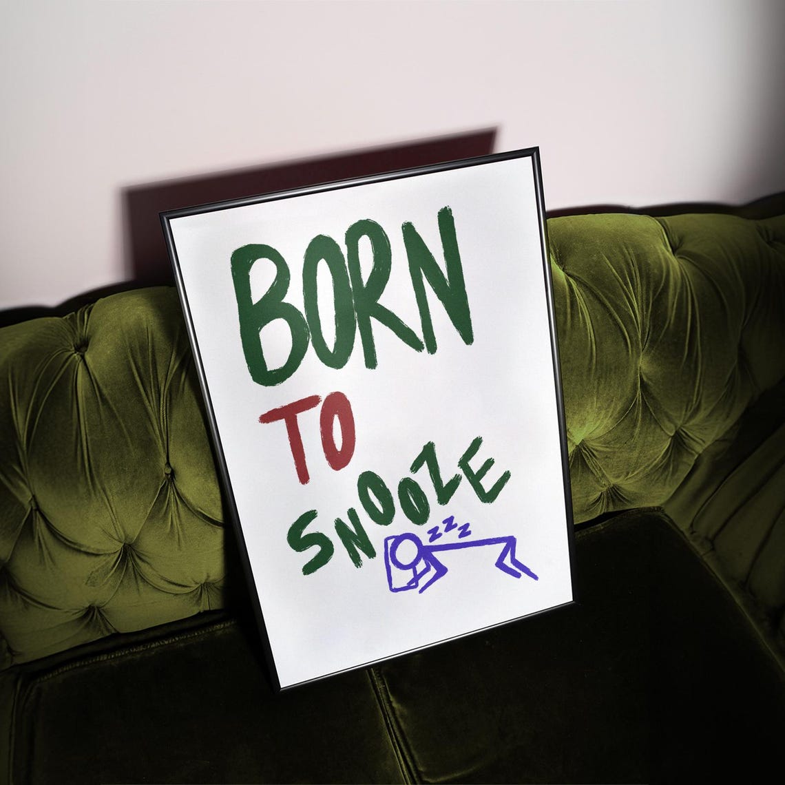Born to Snooze Funny Sleeping Doodle Quote Typography Poster - Image 4