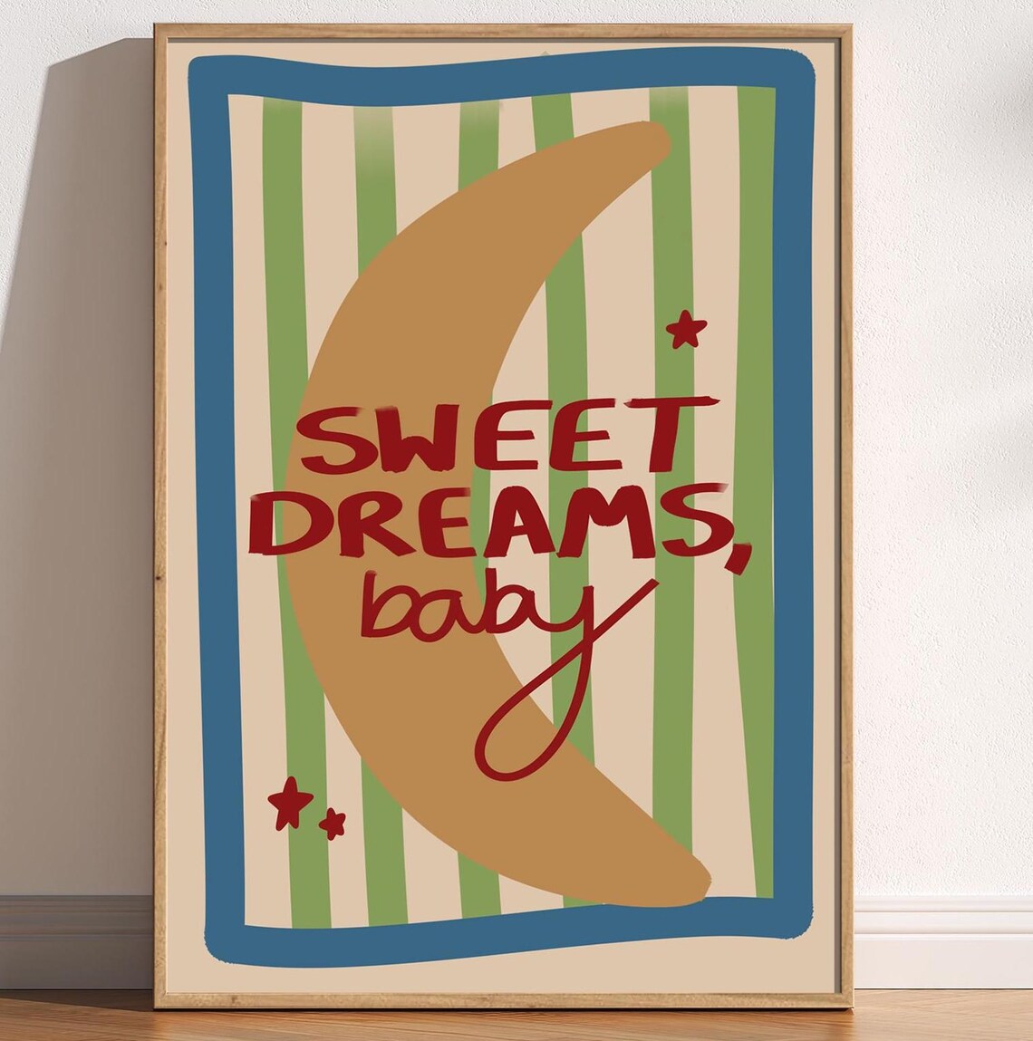 Sweet Dreams Baby Moon Boho Retro Art Print