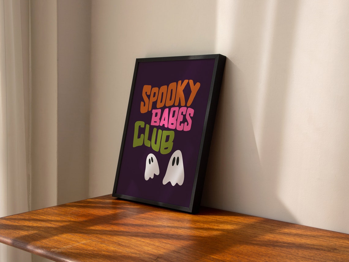 Spooky Babes Club Halloween Ghost Cute Retro Funny Party Poster - Image 3