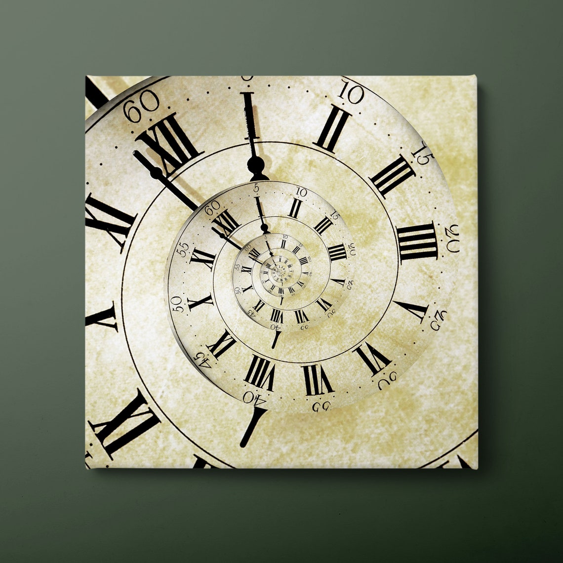 Vintage Roman Numeral Clock Infinite Spiral Droste Effect Art Poster