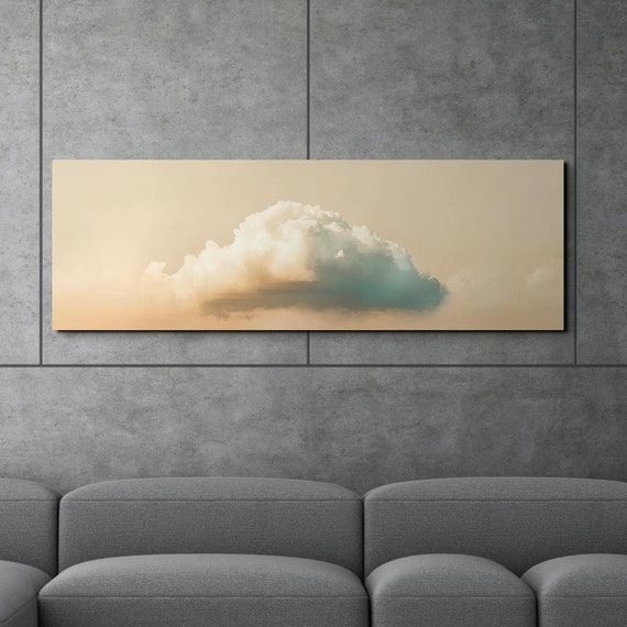 Beautiful Serene Clouds Tranquil Landscape Art Ready To Hang Panoramic Wall Art Print Large Wall Art