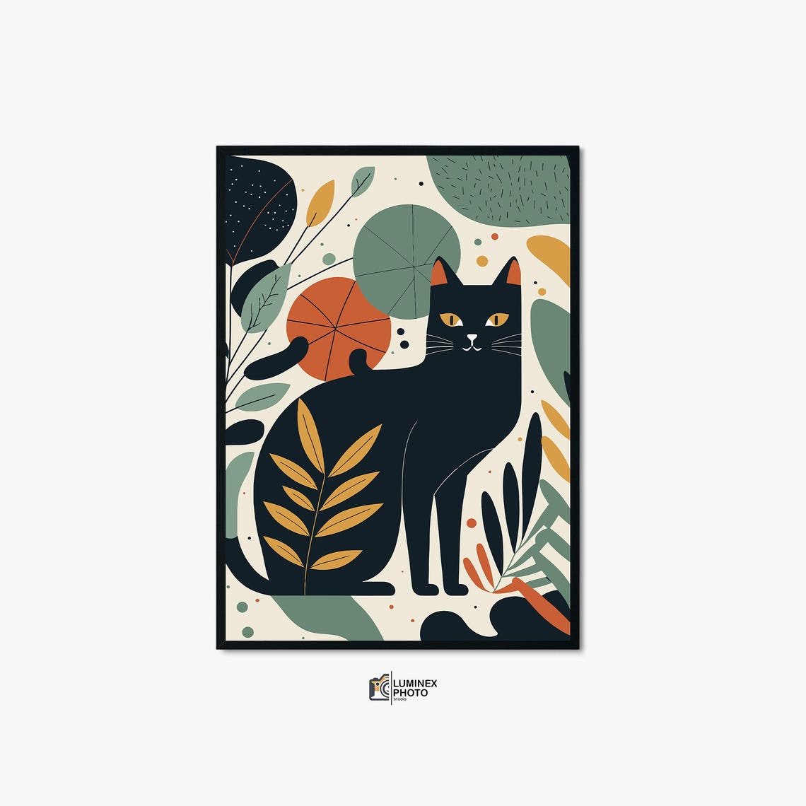 Black Cat Abstract Photography Print Scandinavian Wall Art Downloadprintable Modern Dcor
