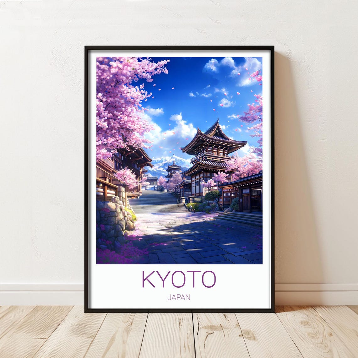 Kyoto Cherry Blossom Temple Print Japanese Zen Landscape Art