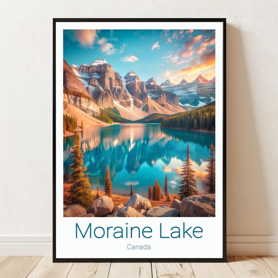Moraine Lake Canada Sunrise Mountain Reflection Banff Landscape Poster