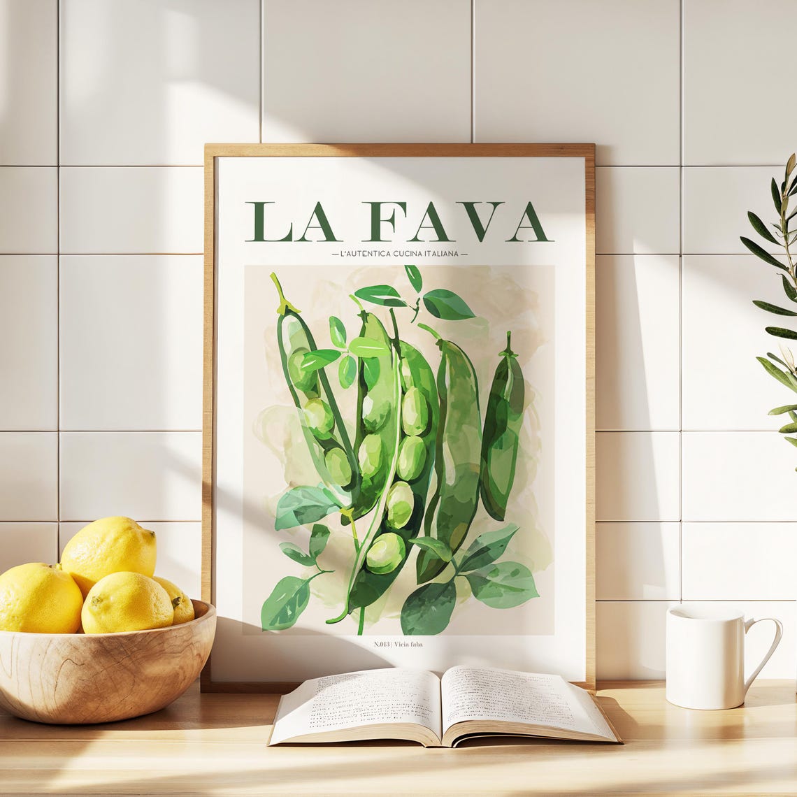 Fava Beans Poster, Vintage Italian Kitchen Art