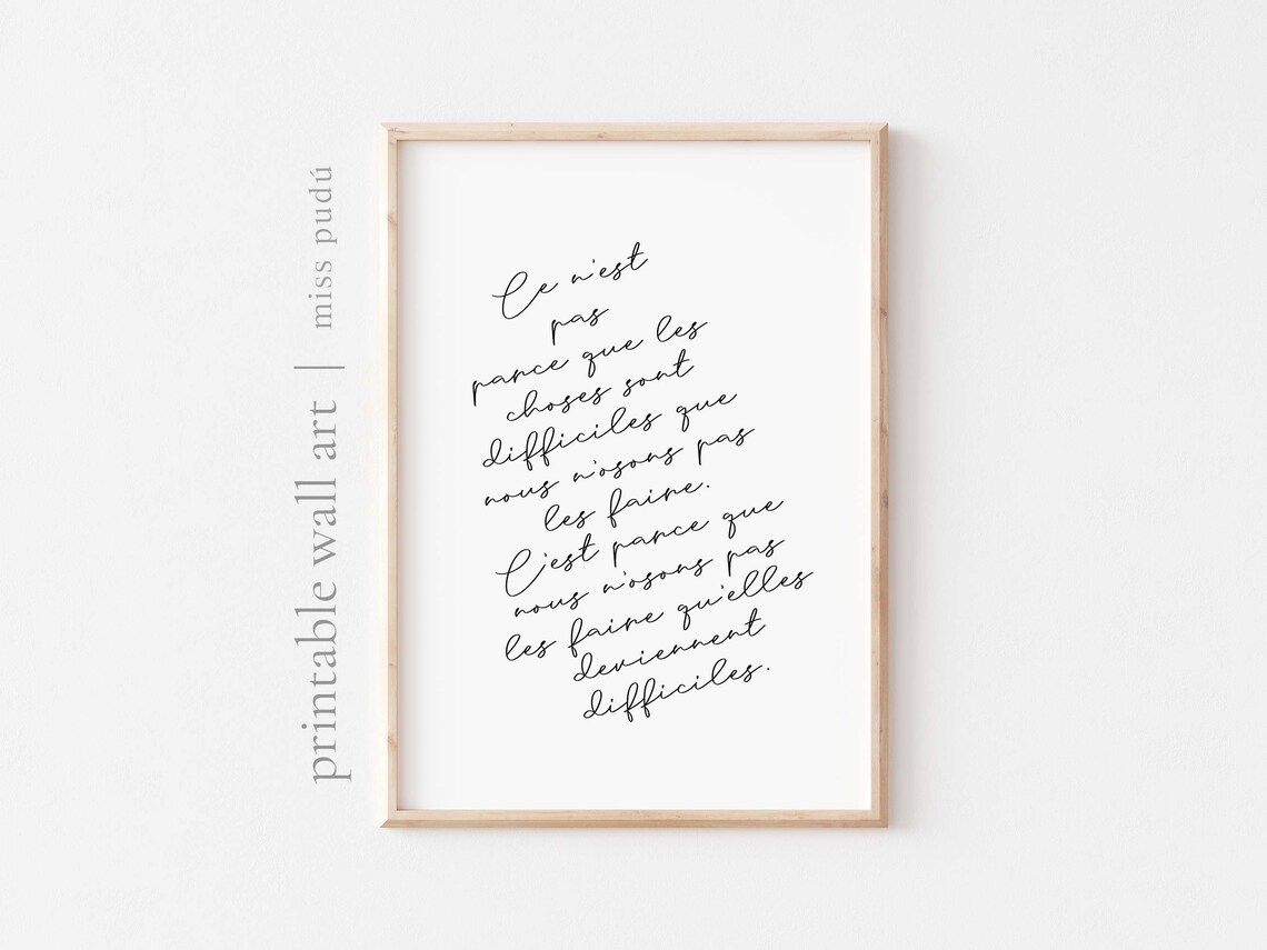 French Quote Poster, Positive Office Calligraphy