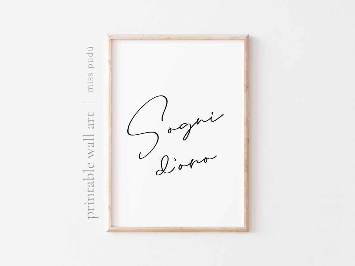Sogni Doro Italian Sweet Dreams Quote Poster Script Nursery Decor