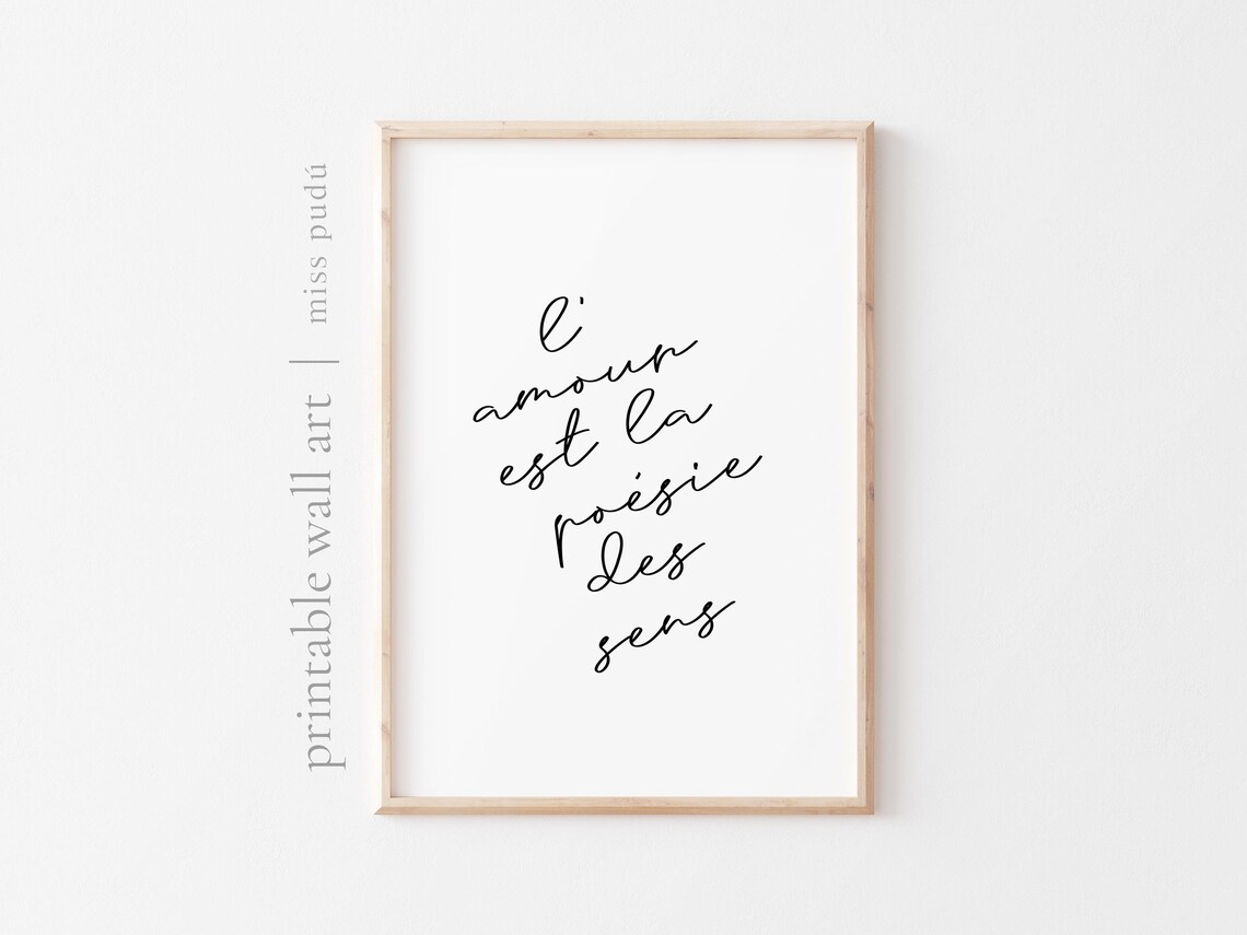 French Love Quote Poster Lamour Est La Poesie Des Sens Script Romantic Decor - Image 2