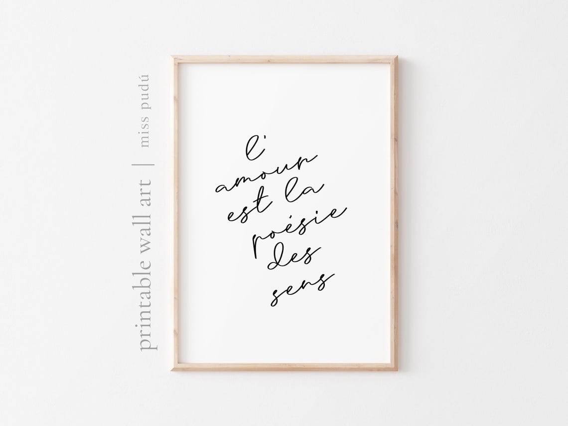 Lamour Est La Posie Des Sens Poster French Love Quote Digital Download Positive Nursery Wall Art The Poetry Of The Senses - Image 2