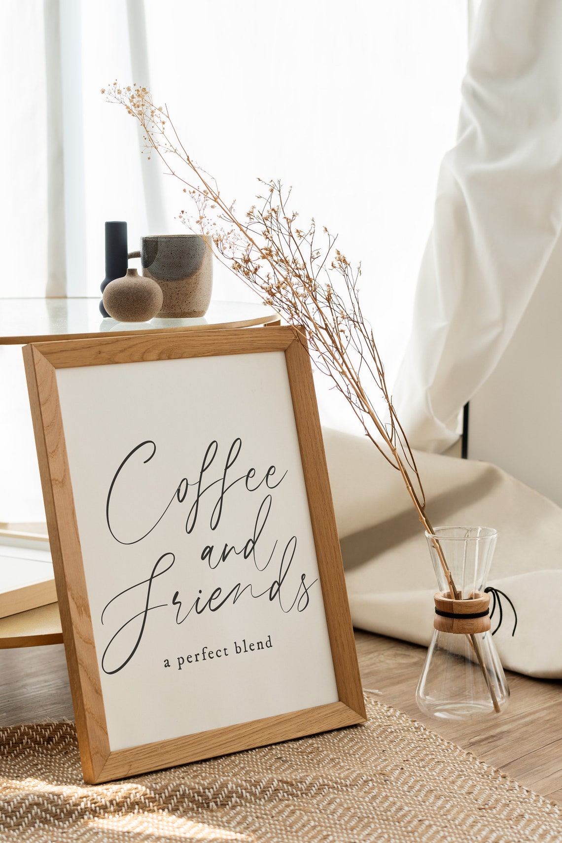 Coffee and Friends A Perfect Blend Kitchen Script Quote Poster - Image 2