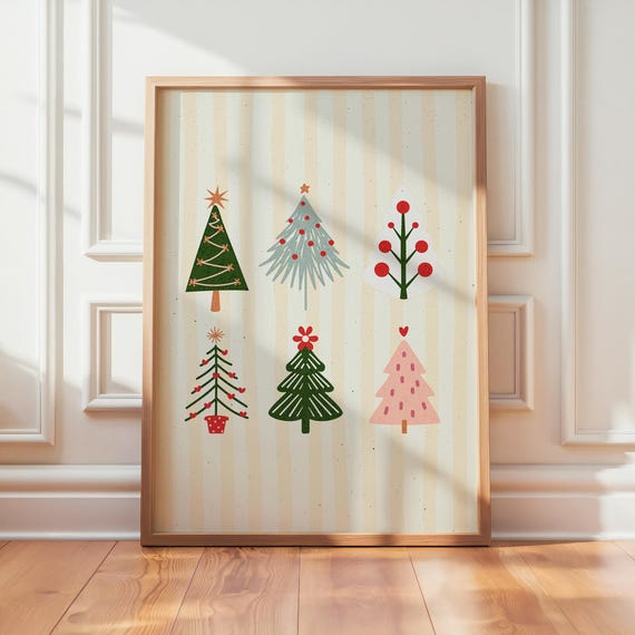Christmas Tree Poster, Festive Holiday Wall Art