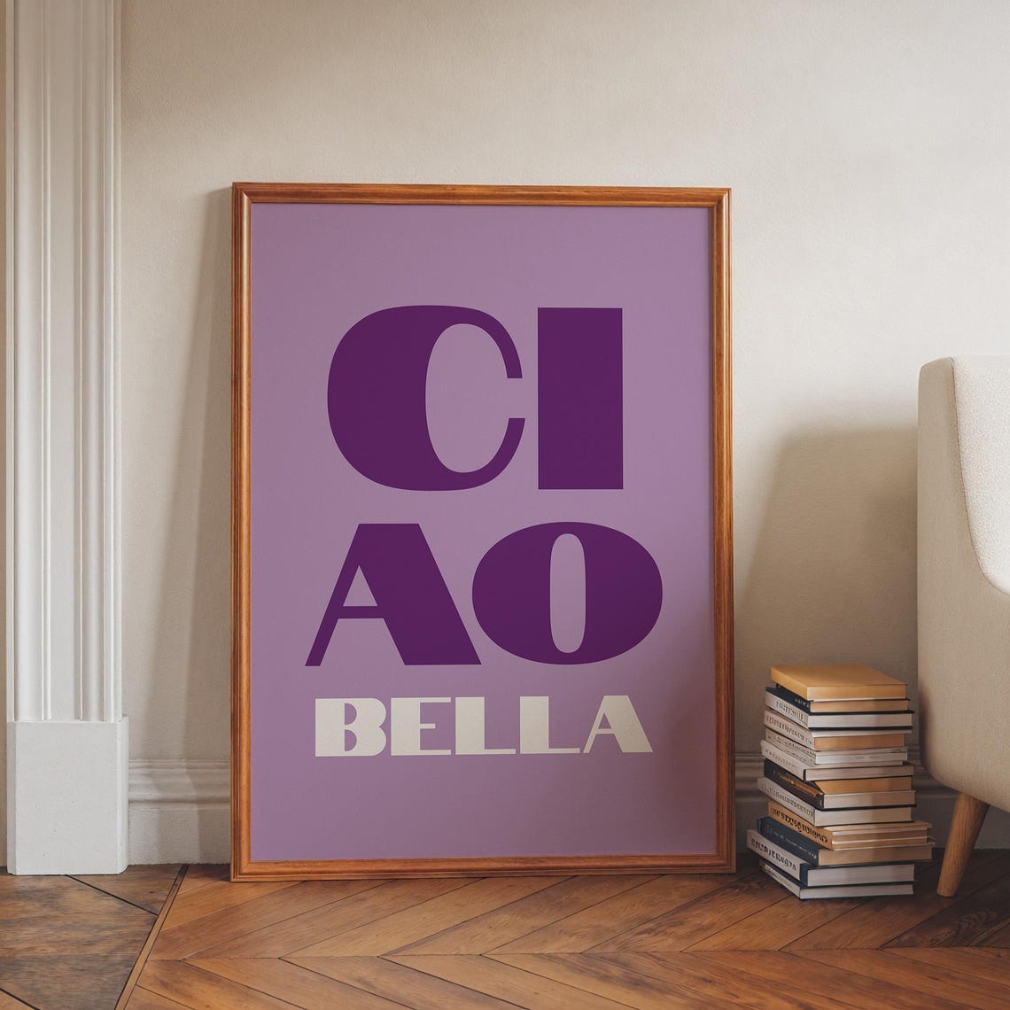 Ciao Bella Lavender Purple Bold Italian Typography Greeting Poster