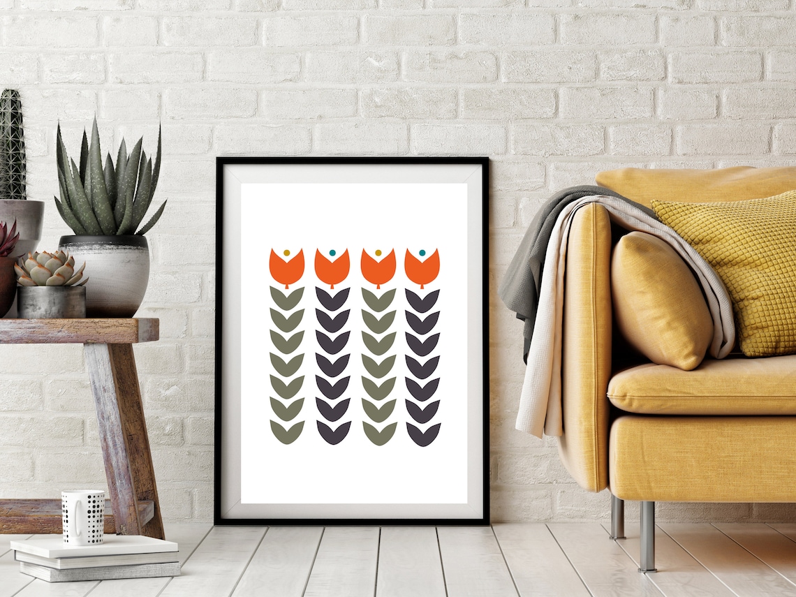 Mid Century Modern Geometric Wall Art Poster - Image 2