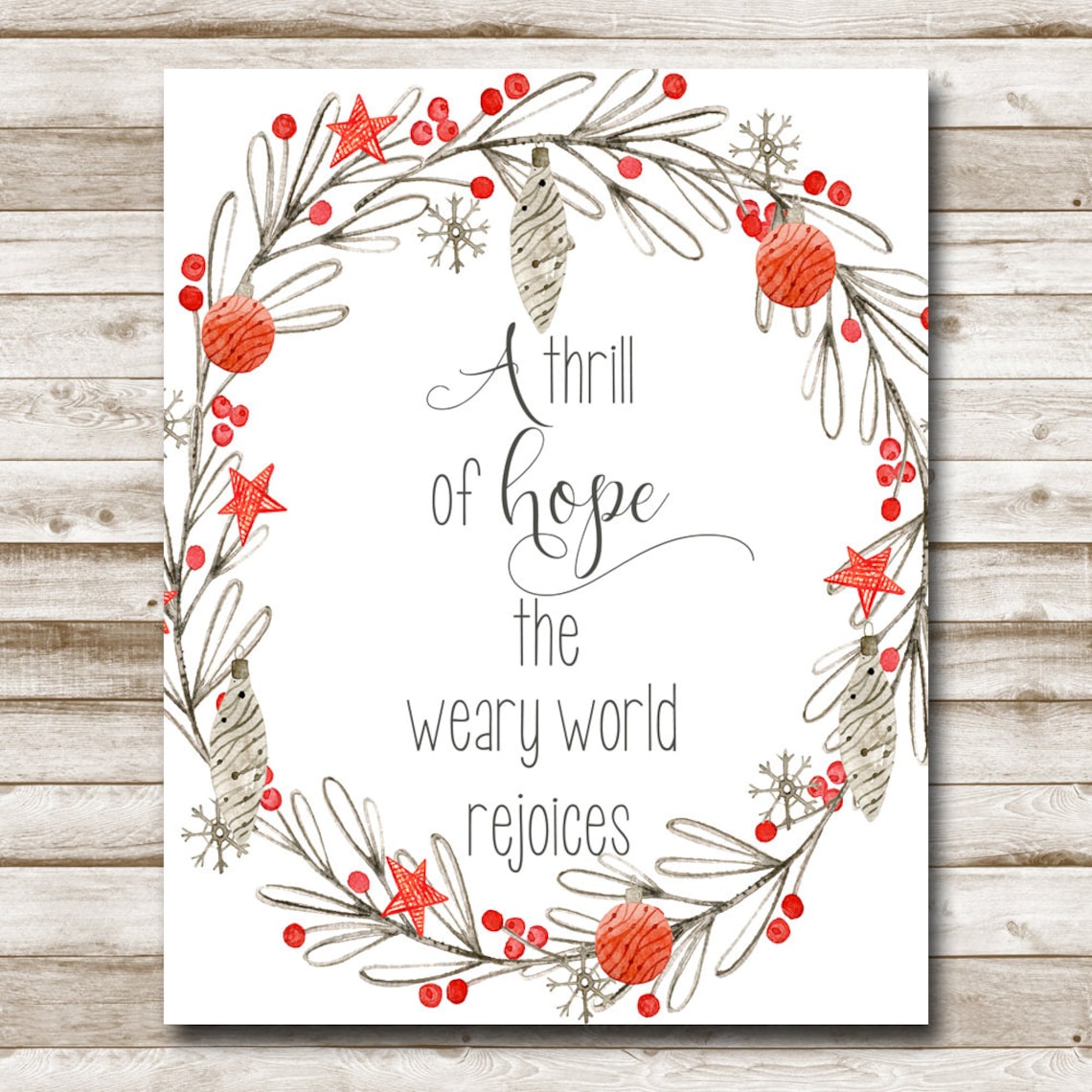 A Thrill of Hope Ornament Wreath Christmas Lyric Holiday Wall Art - Image 4