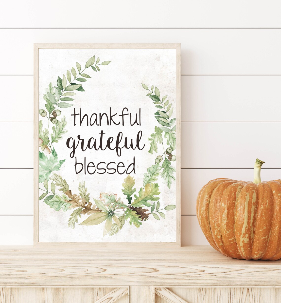 Thankful Grateful Blessed Inspirational Quote Art Print
