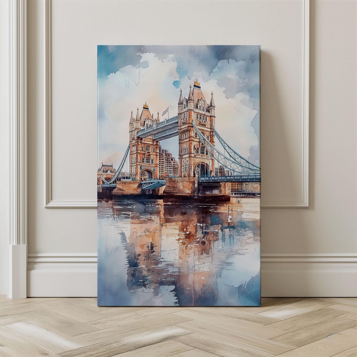 Watercolor London Tower Bridge Travel Poster, England - Image 3