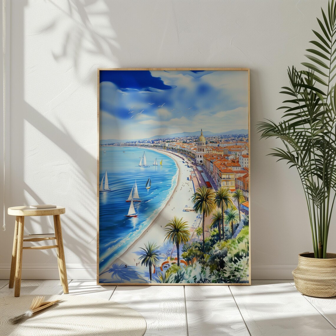 Watercolor France Nice Travel Poster, French Riviera - Image 3