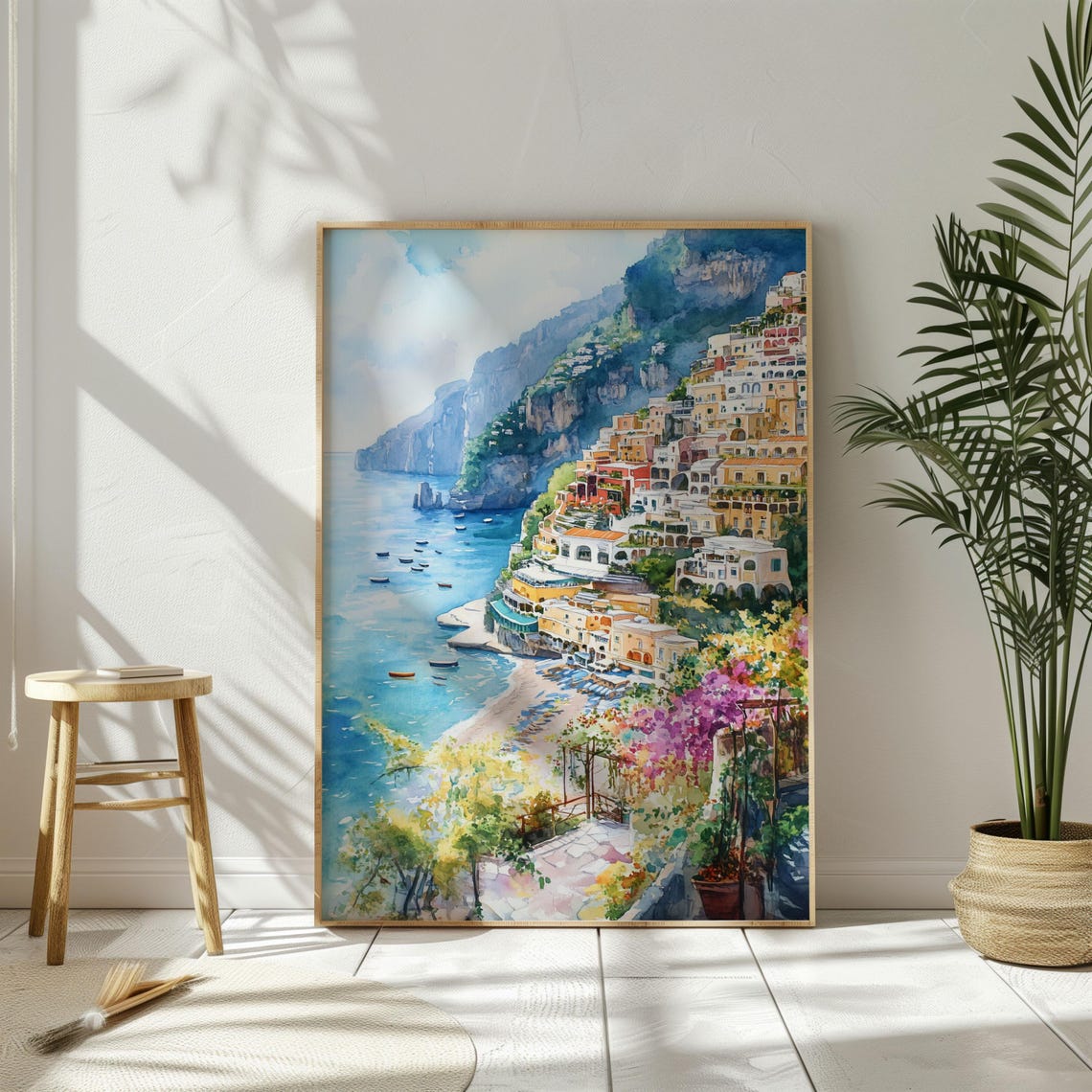 Positano, Italy Watercolor Travel Poster Art Print