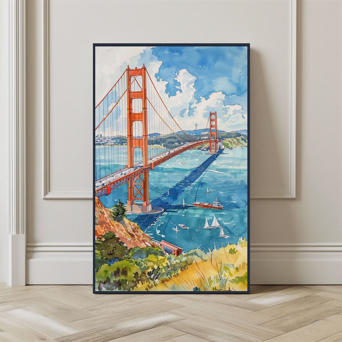 Watercolor San Francisco Travel Poster, California