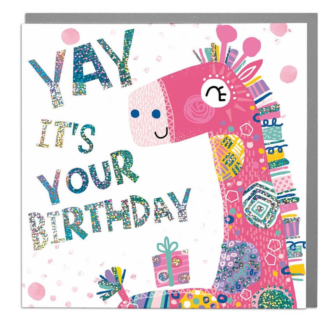 Giraffe Birthday Card, Animal Art