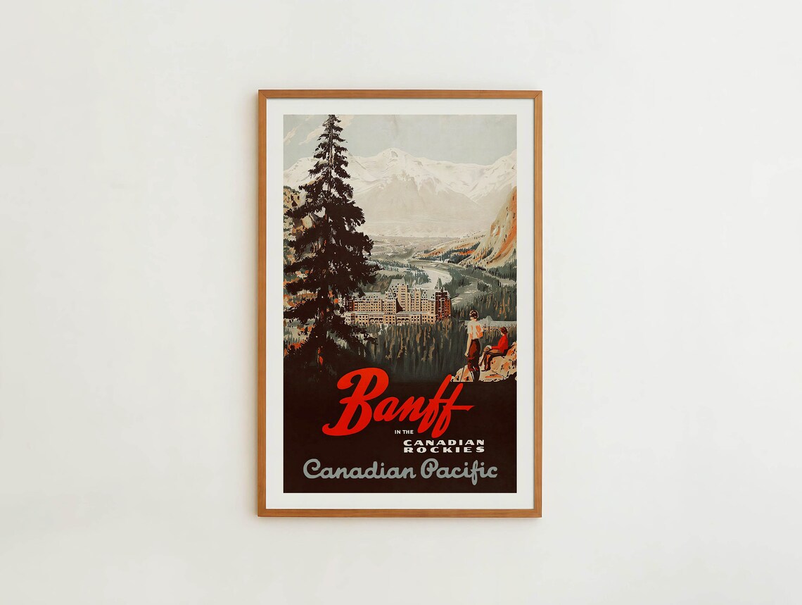 Banff Retro Travel Poster, Canadian Rockies - Image 2
